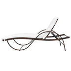 vidaXL Sonnenliege mit Auflage & Tisch Poly Rattan Braun