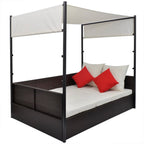 vidaXL Gartenbett mit Baldachin Braun 190×130 cm Poly Rattan