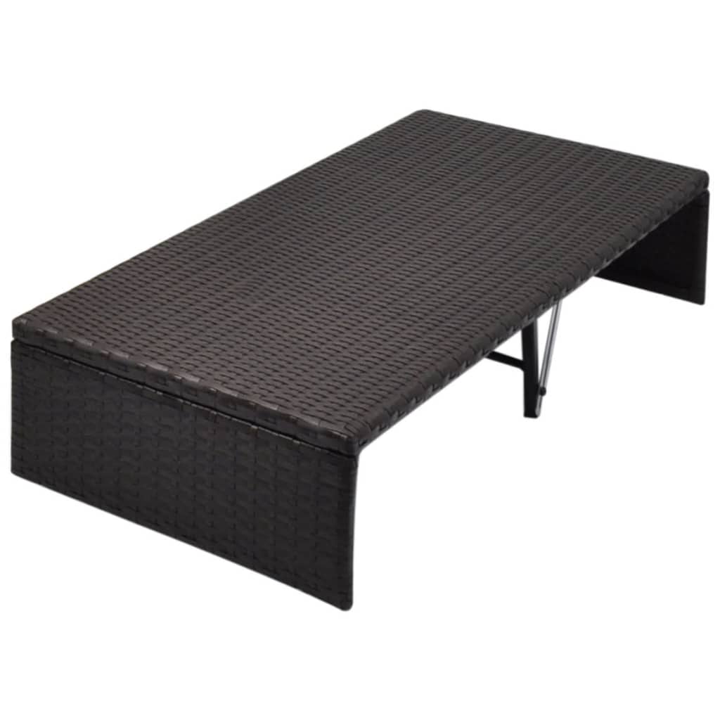 vidaXL Gartenbett mit Baldachin Braun 190×130 cm Poly Rattan