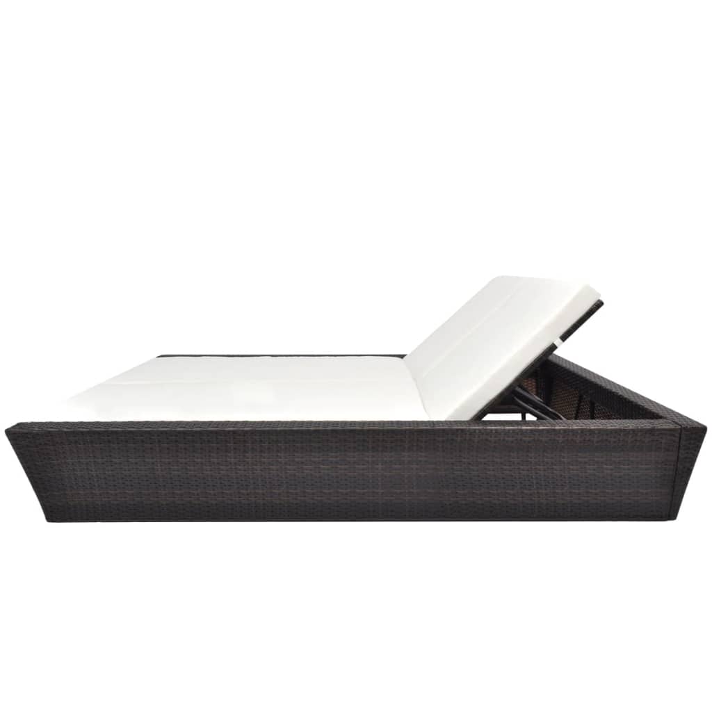 vidaXL Outdoor-Lounge-Bett mit Polster Poly Rattan Braun