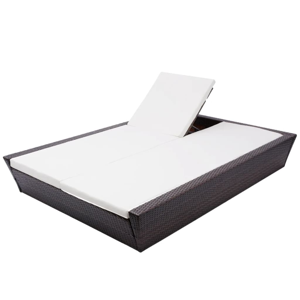 vidaXL Outdoor-Lounge-Bett mit Polster Poly Rattan Braun