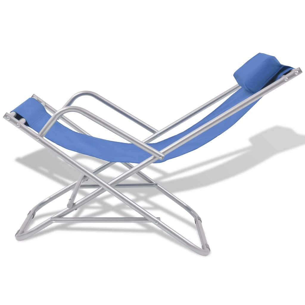 vidaXL Liegestühle 2 Stk. Stahl Blau