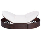 vidaXL Outdoor-Loungebett mit Kissen Poly Rattan Braun