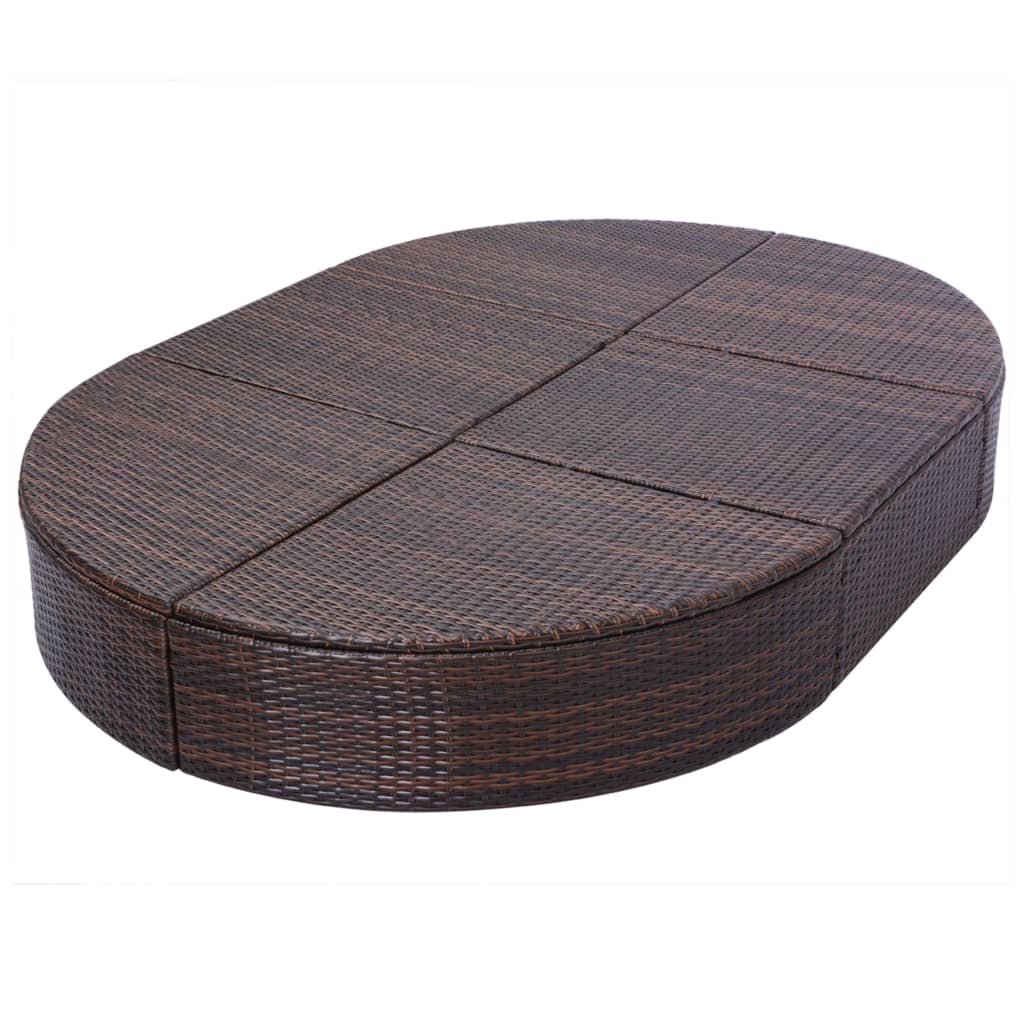 vidaXL Outdoor-Loungebett mit Kissen Poly Rattan Braun