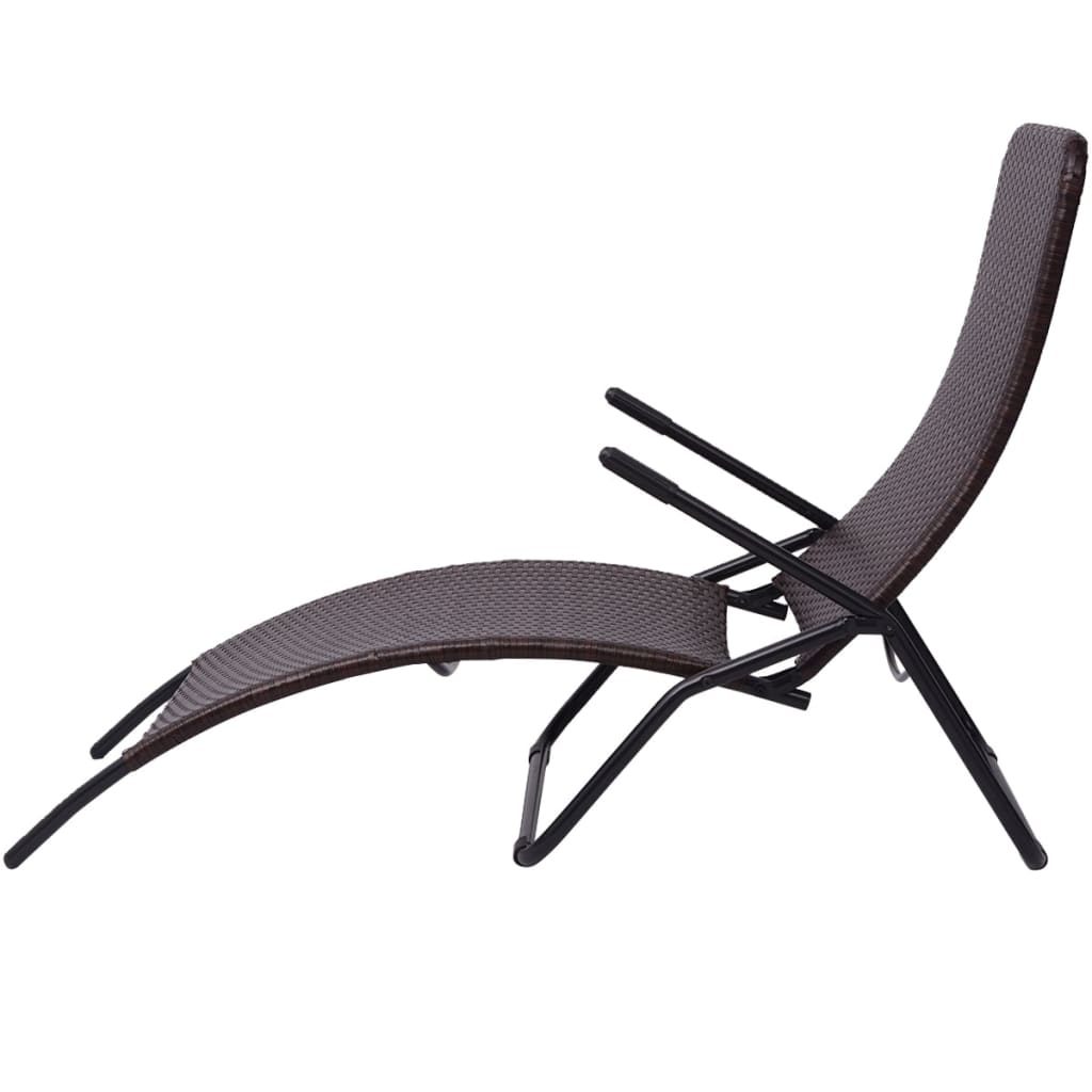 vidaXL Sonnenliege Klappbar Poly Rattan Brown
