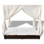 vidaXL Outdoor-Loungebett mit Vorhang Poly Rattan Braun