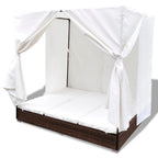 vidaXL Outdoor-Loungebett mit Vorhang Poly Rattan Braun