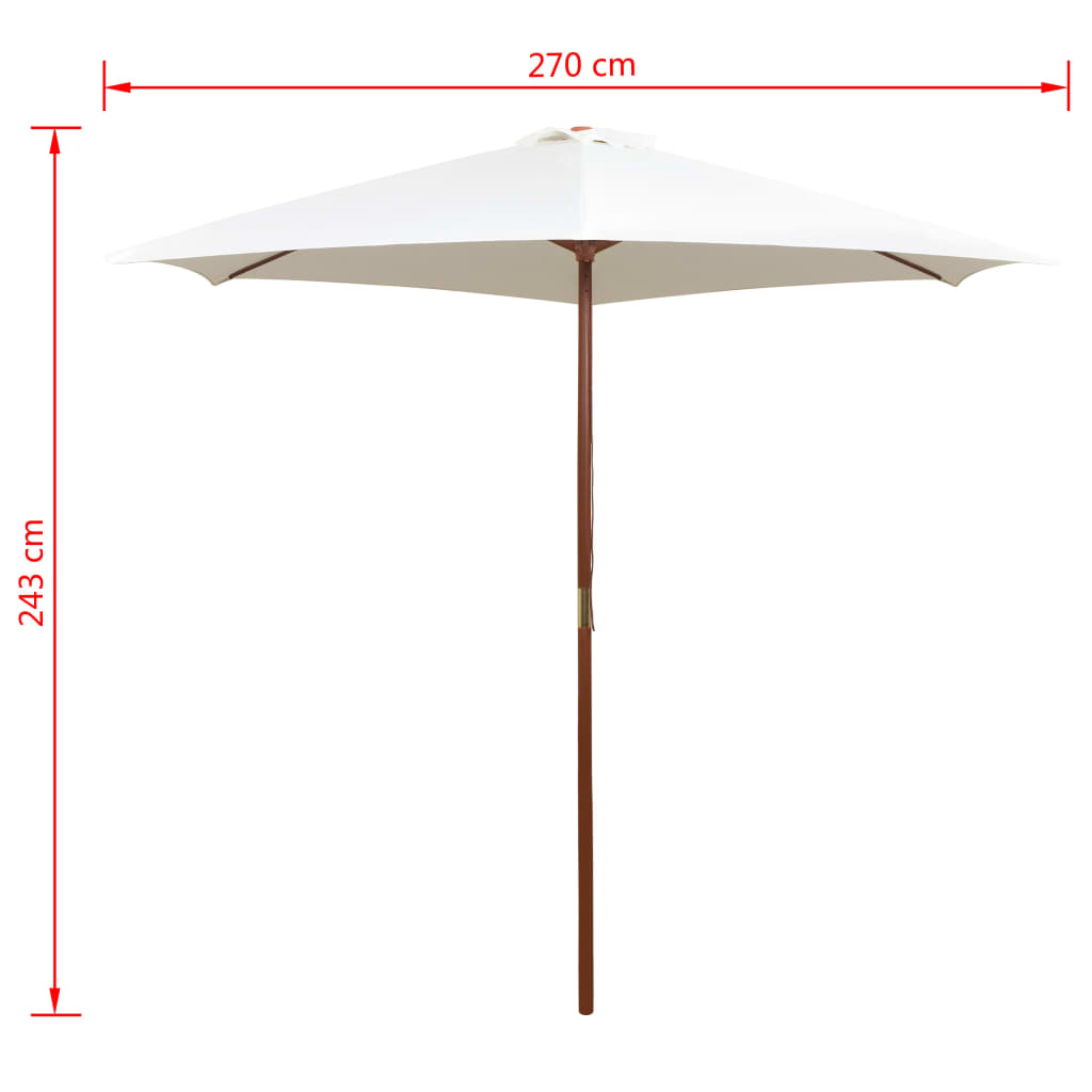 vidaXL Sonnenschirm 270×270 cm Holzstange Cremeweiß