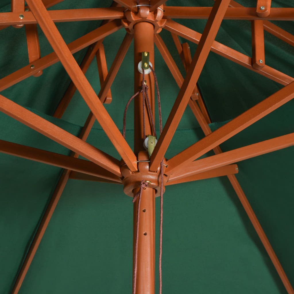 vidaXL Sonnenschirm mit Entlüftung 270x270 cm Holzmast Grün