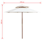 vidaXL Doppeldeck Sonnenschirm 270×270 cm Holzstange Cremeweiß