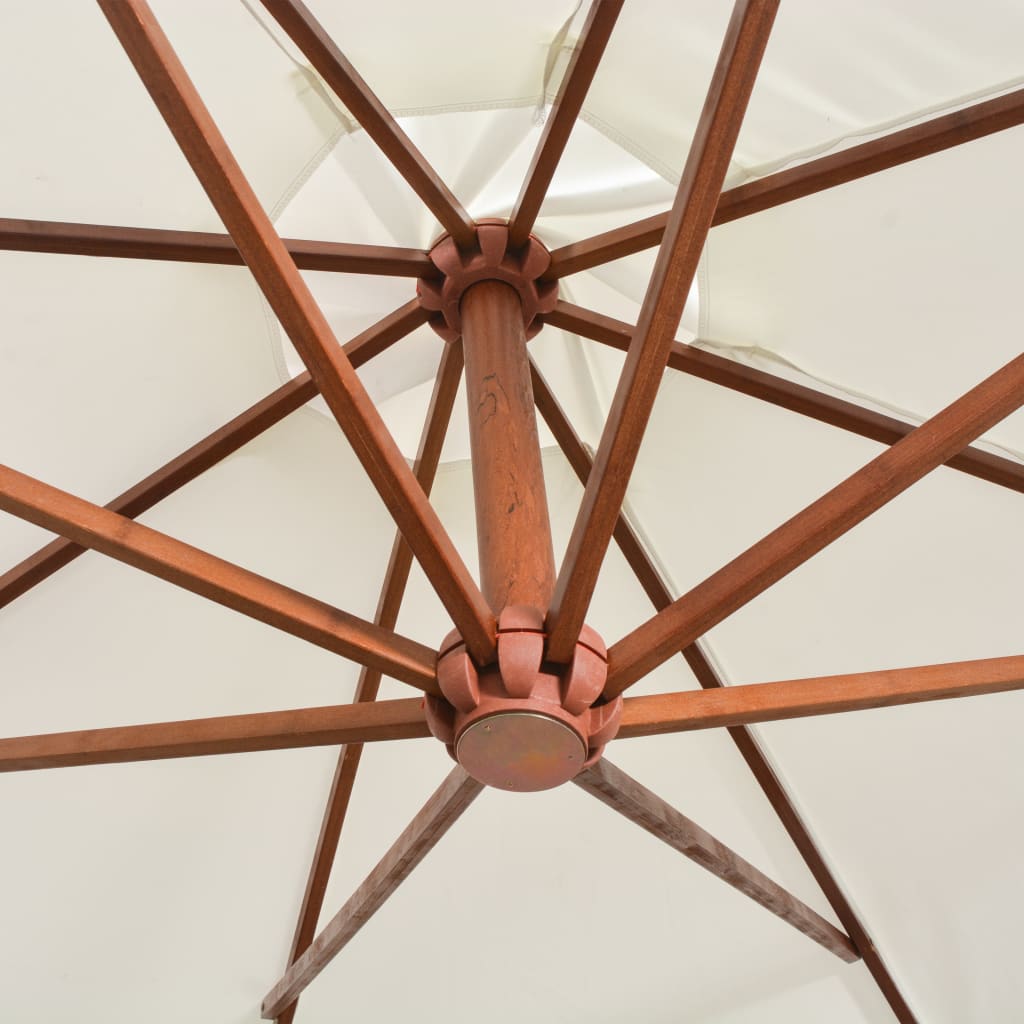 vidaXL Ampelschirm 350 cm Holzmast Weiß