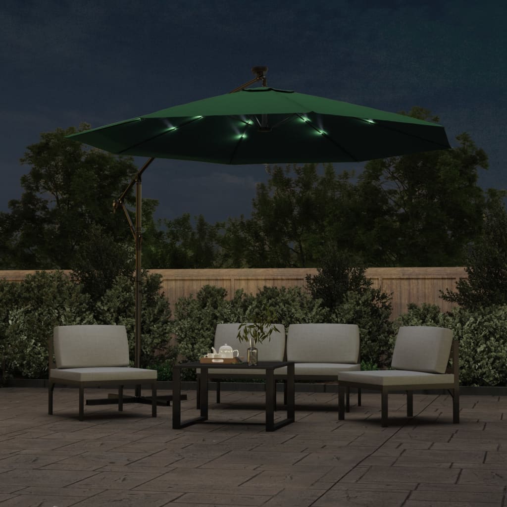 vidaXL Sonnenschirm Ampelschirm mit LED-Beleuchtung 300 cm Metallmast