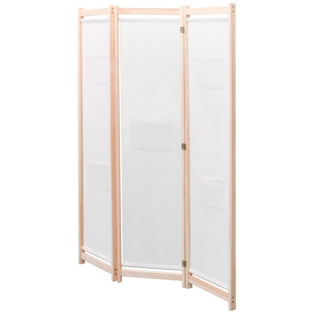 vidaXL 3-teiliger Raumteiler Creme 120 x 170 x 4 cm Stoff
