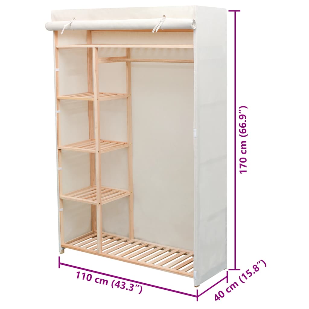 vidaXL Schrank Stoff und Kiefernholz 110 x 40 x 170 cm
