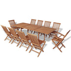 vidaXL 11-tlg. Garten-Essgruppe mit Klappstühlen Massivholz Teak
