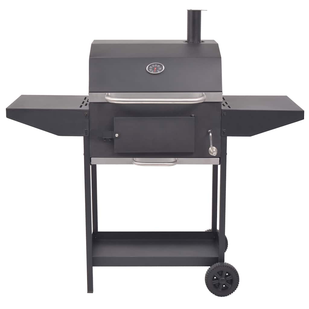 vidaXL Holzkohlegrill Smoker mit Ablage Schwarz