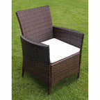 vidaXL 7-tlg. Garten-Essgruppe mit Auflagen Poly Rattan Braun