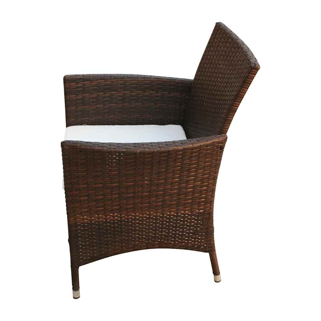 vidaXL 7-tlg. Garten-Essgruppe mit Auflagen Poly Rattan Braun
