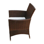 vidaXL 7-tlg. Garten-Essgruppe mit Auflagen Poly Rattan Braun