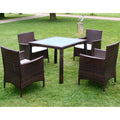 vidaXL 5-tlg. Garten-Essgruppe mit Auflagen Poly Rattan Schwarz