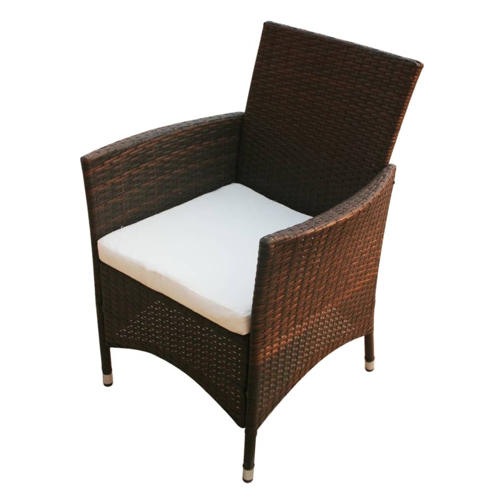 vidaXL Gartenstühle 2 Stk. Poly Rattan Braun