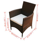 vidaXL Gartenstühle 2 Stk. Poly Rattan Braun
