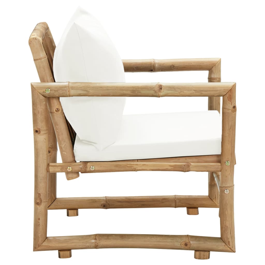 vidaXL Gartenstühle 2 Stk. mit Polstern und Kissen Bambus