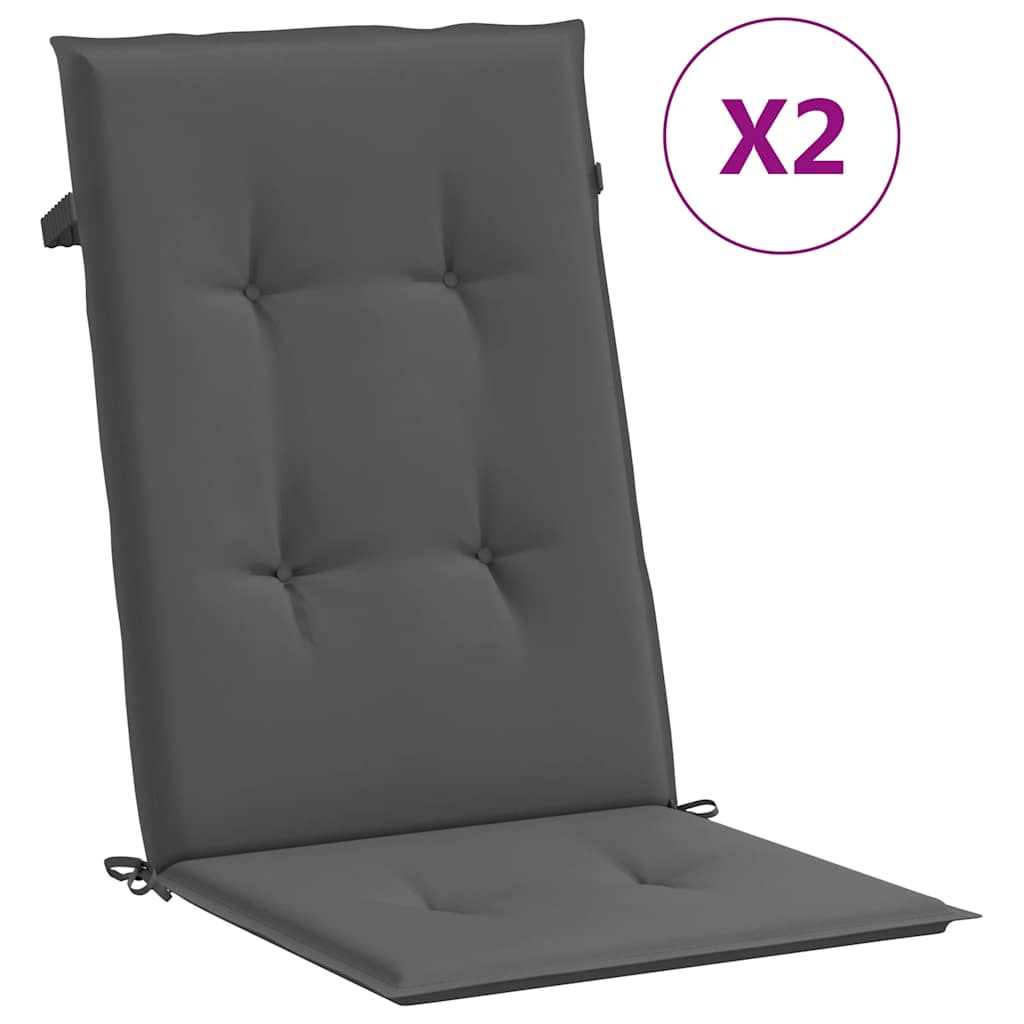 vidaXL Gartenstuhlauflagen für Hochlehner 2 Stk. Anthrazit 120x50x2 cm
