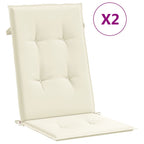 vidaXL Gartenstuhlauflagen für Hochlehner 2Stk. Creme 120x50x3cm Stoff