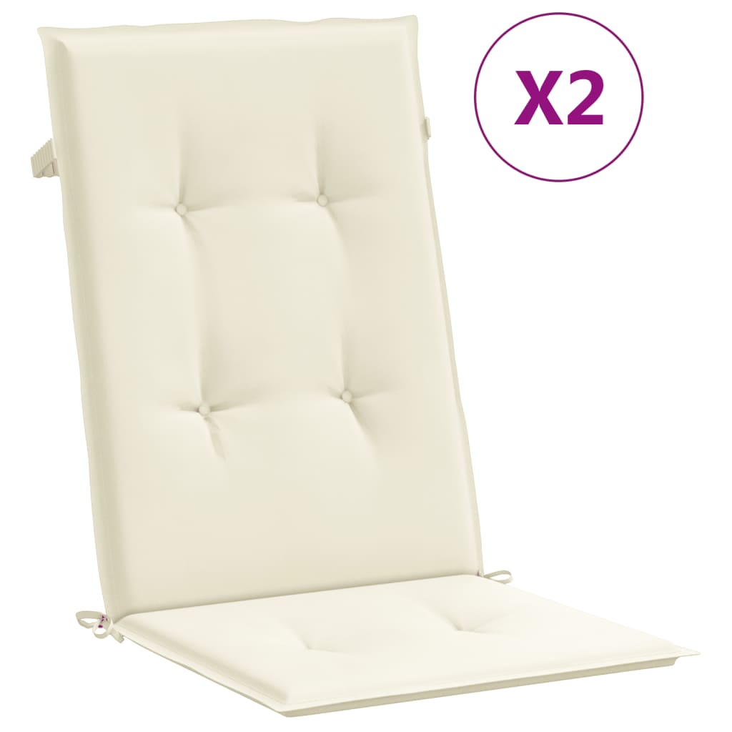 vidaXL Gartenstuhlauflagen für Hochlehner 2Stk. Creme 120x50x3cm Stoff