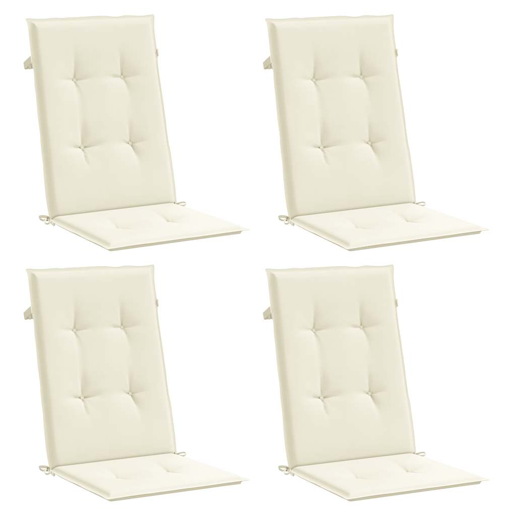 vidaXL Gartenstuhlauflagen für Hochlehner 4Stk. Creme 120x50x2cm Stoff