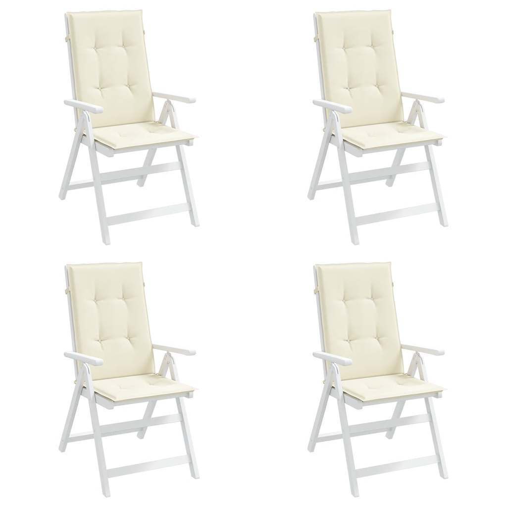 vidaXL Gartenstuhlauflagen für Hochlehner 4Stk. Creme 120x50x2cm Stoff