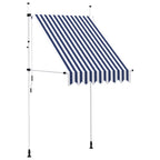 vidaXL Einziehbare Markise Handbetrieben 150 cm Blau/Weiß Gestreift