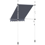 vidaXL Einziehbare Markise Handbetrieben 150 cm Blau/Weiß Gestreift