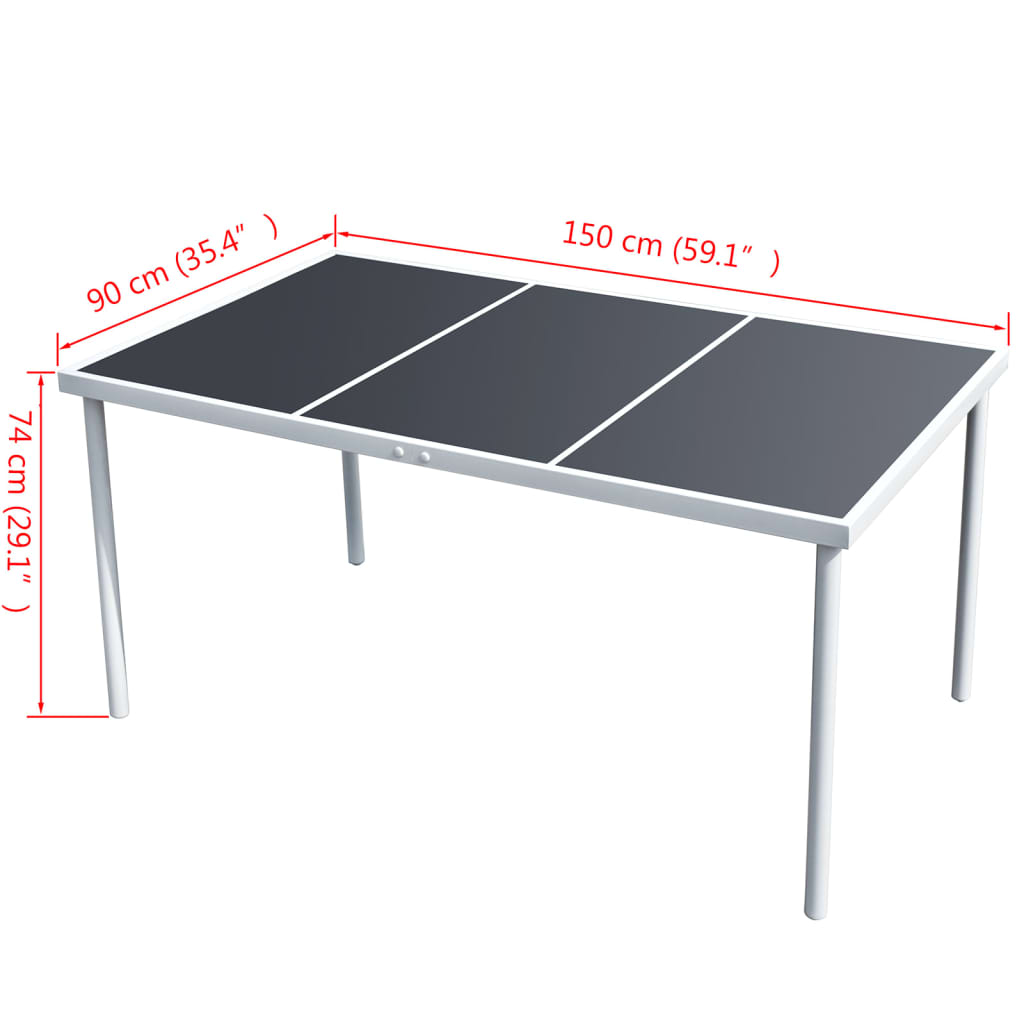 vidaXL Gartentisch 150x90x74 cm Schwarz Stahl