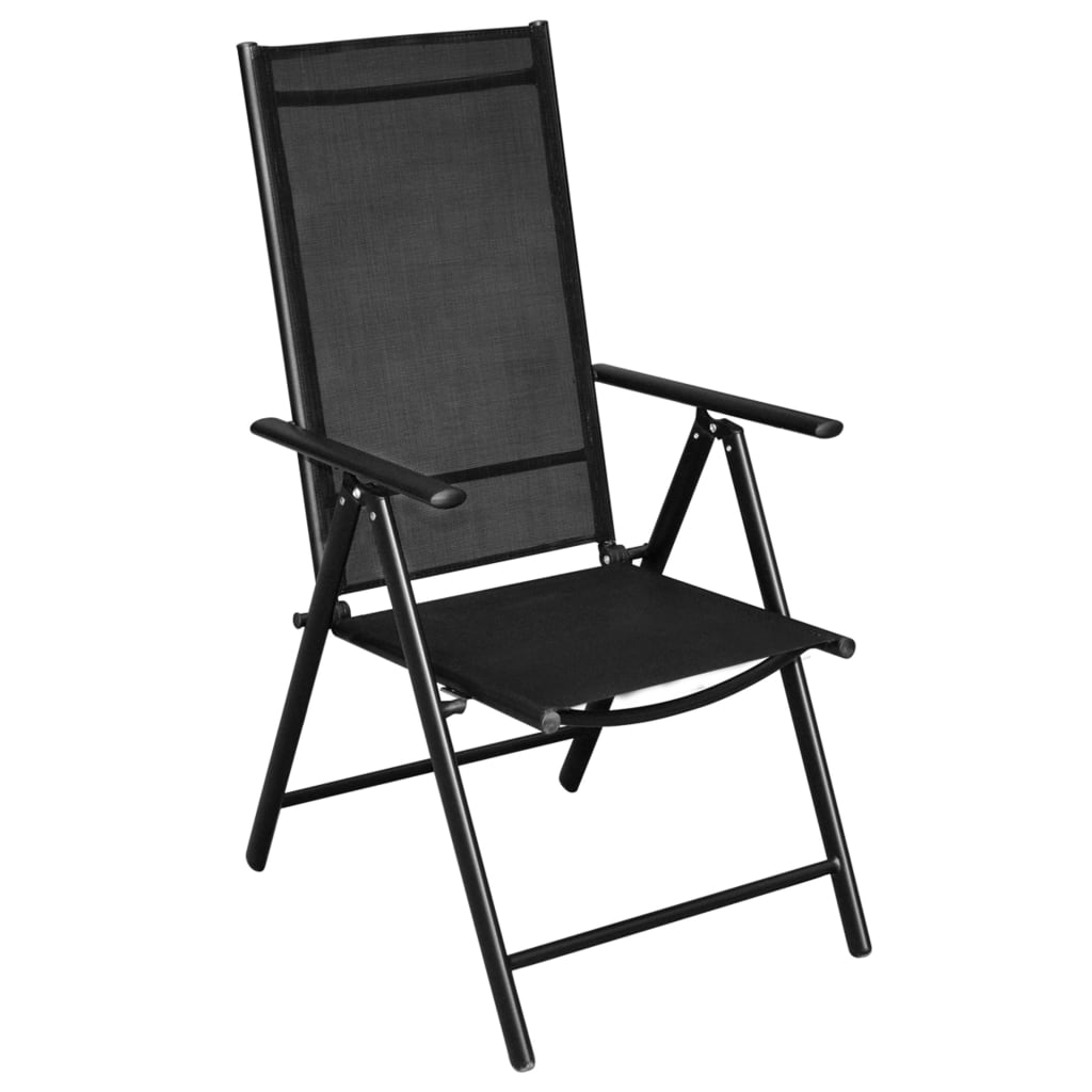 vidaXL 9-tlg. Garten-Essgruppe Klappbar Aluminium Schwarz