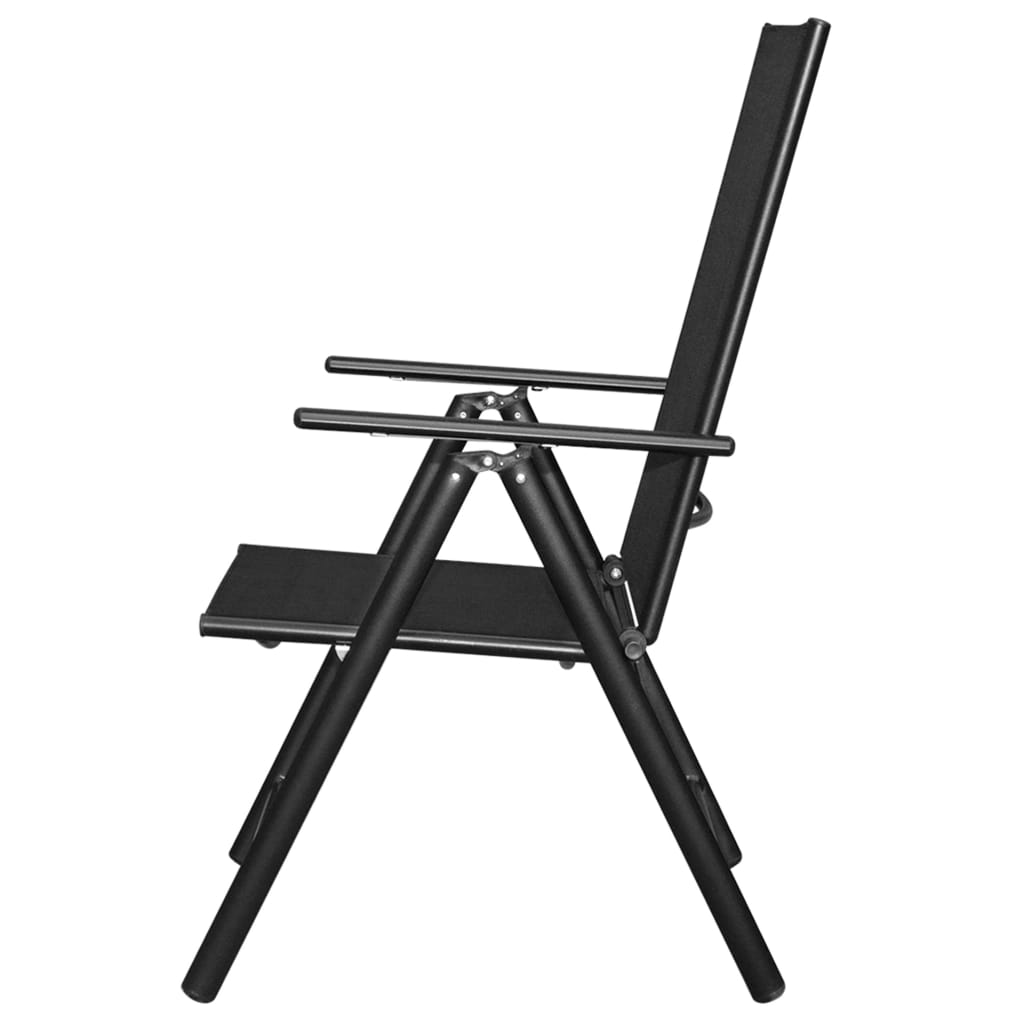 vidaXL 9-tlg. Garten-Essgruppe Klappbar Aluminium Schwarz