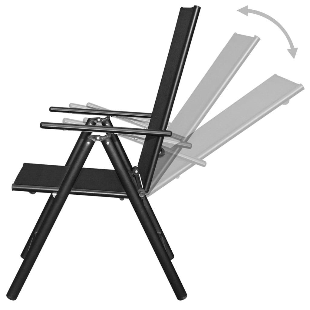 vidaXL 9-tlg. Garten-Essgruppe Klappbar Aluminium Schwarz