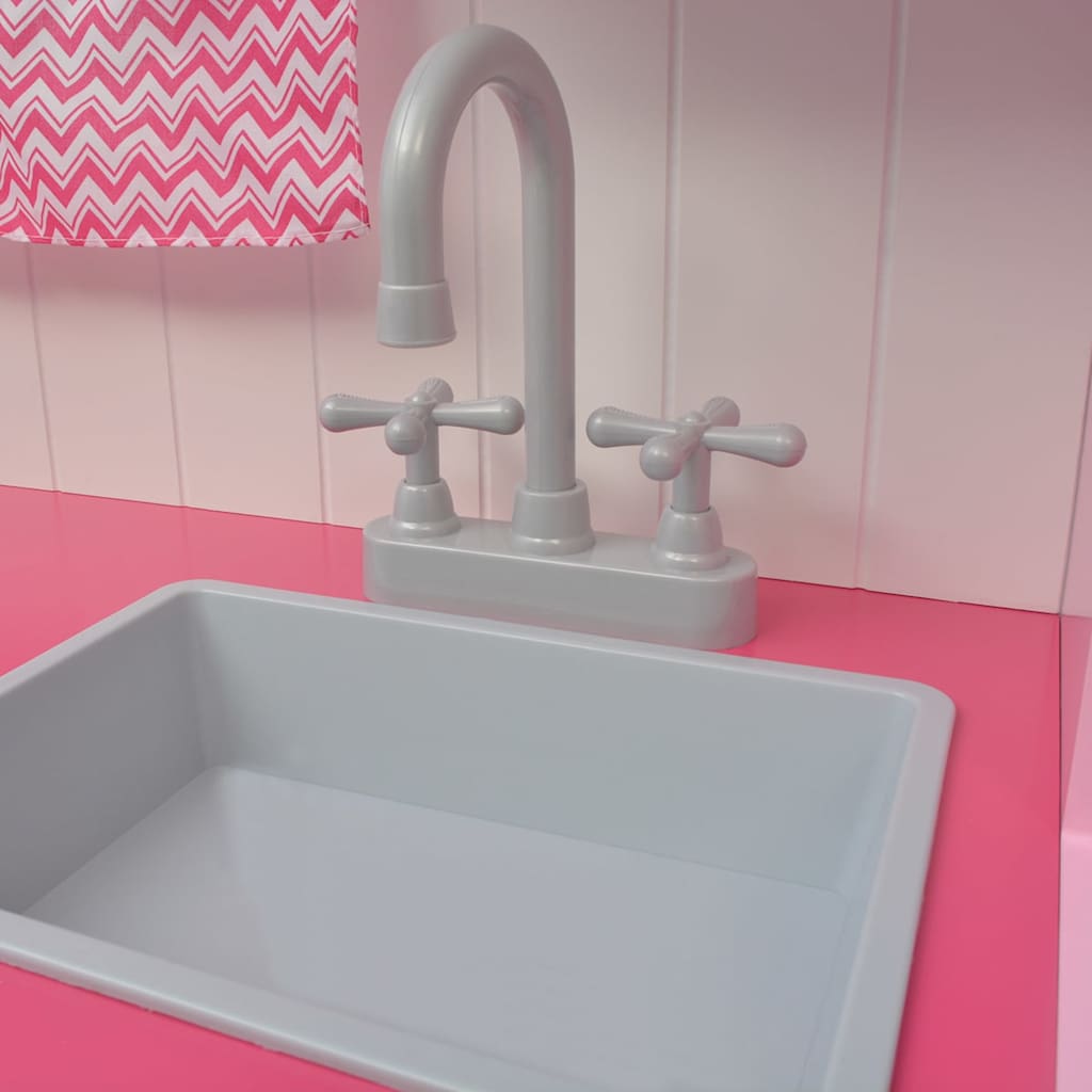 vidaXL Spielzeugküche Holz 82×30×100 cm Rosa und Weiß