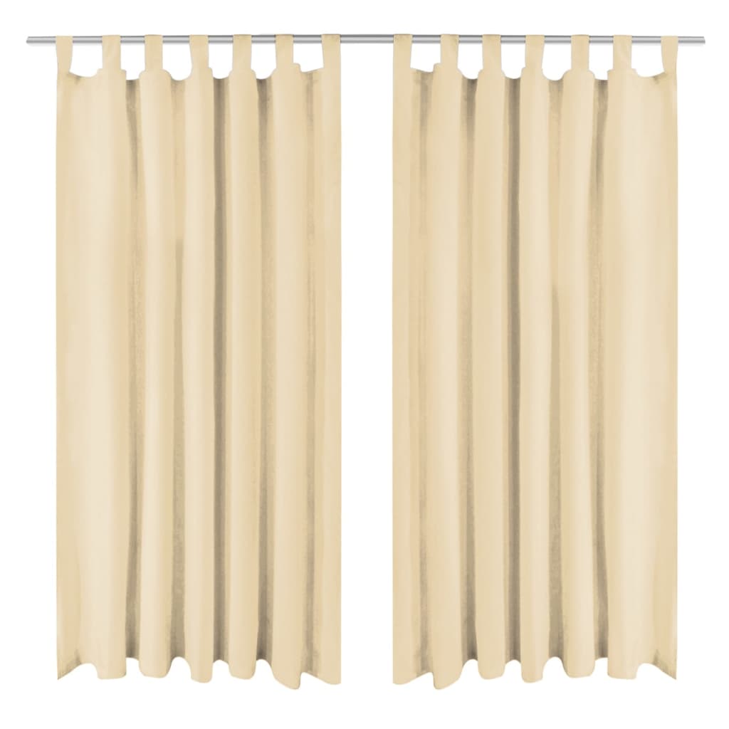 vidaXL Vorhänge Mikro-Satin 2 Stk. mit Schlaufen 140x245 cm Beige