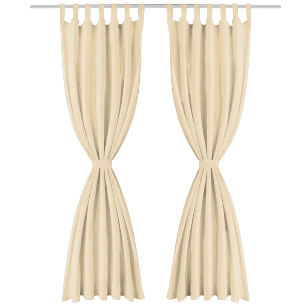 vidaXL Vorhänge Mikro-Satin 2 Stk. mit Schlaufen 140x245 cm Beige