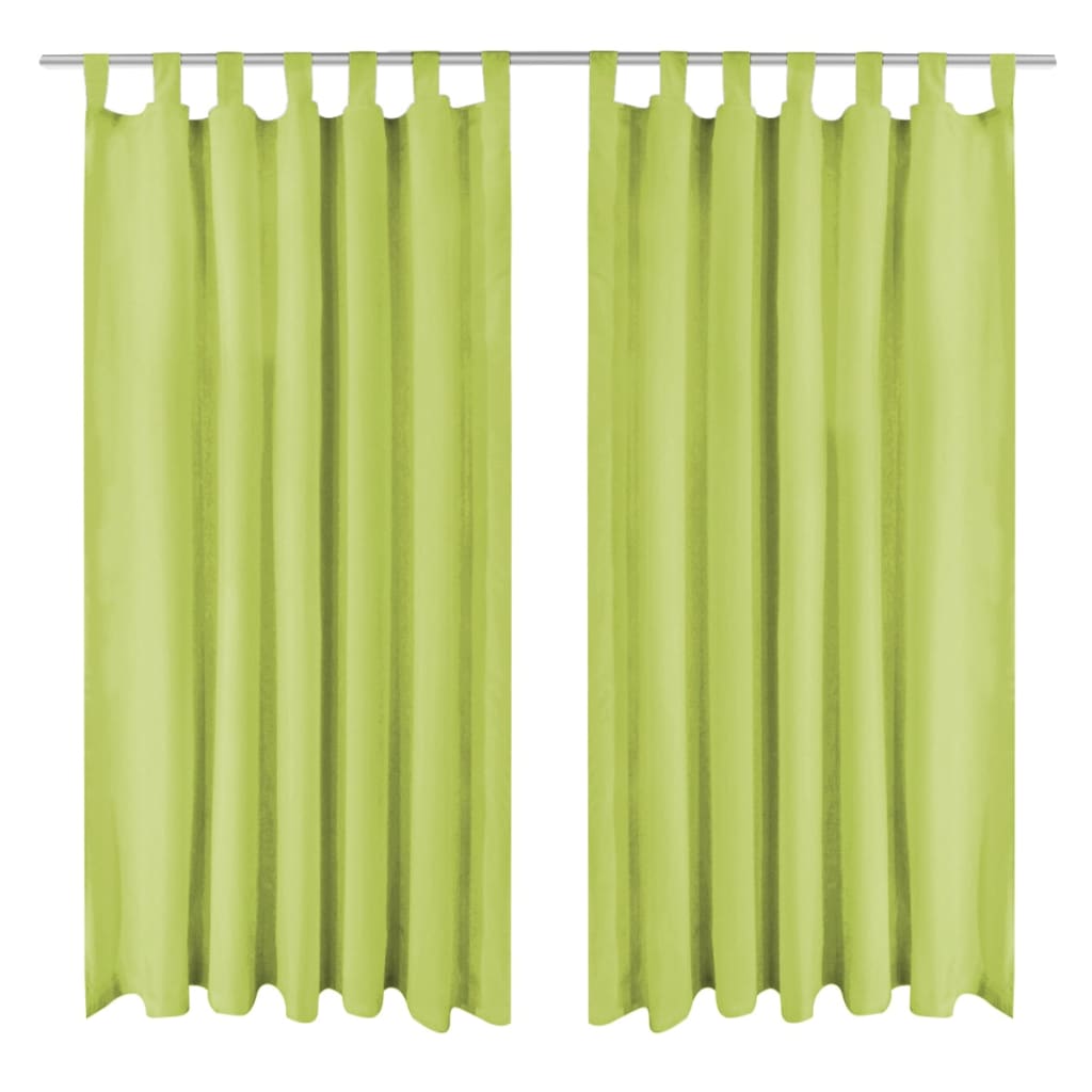 vidaXL Vorhänge Mikro-Satin 2 Stk. mit Schlaufen 140×225 cm Grün