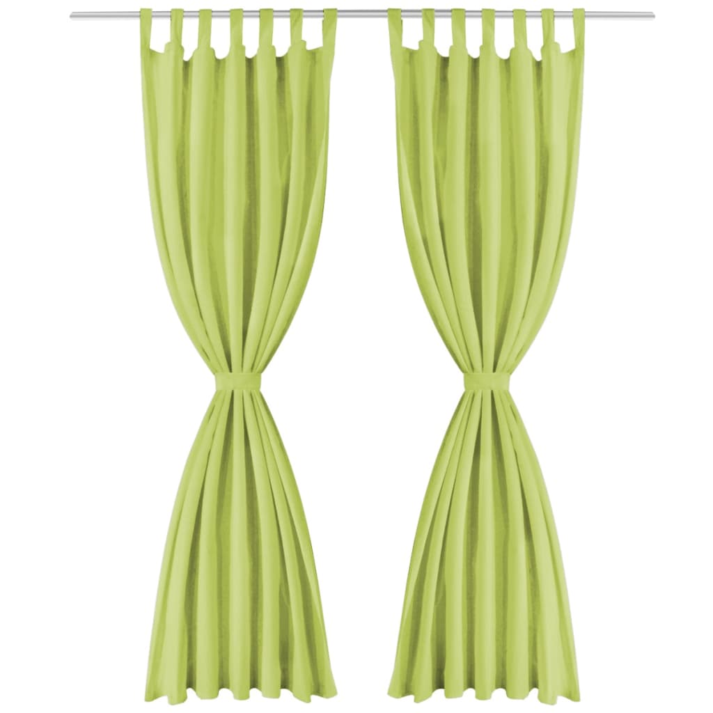 vidaXL Vorhänge Mikro-Satin 2 Stk. mit Schlaufen 140×225 cm Grün