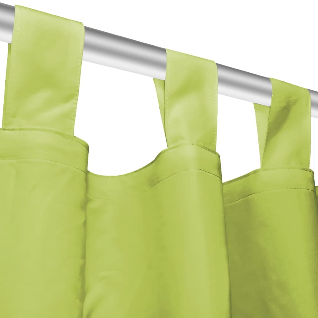 vidaXL Vorhänge Mikro-Satin 2 Stk. mit Schlaufen 140×225 cm Grün