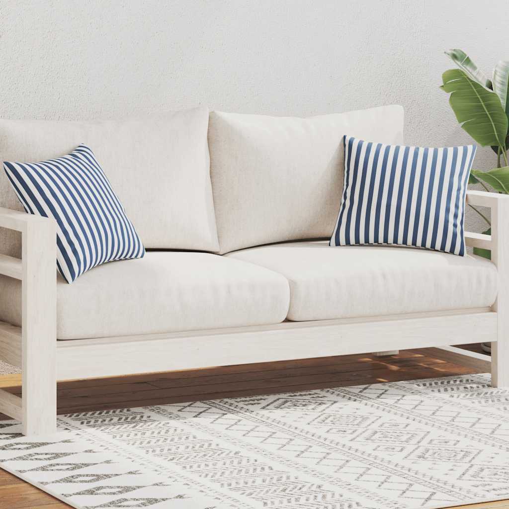 vidaXL Gartenkissen 2 Stk. Streifenmuster 45 x 45 cm Marineblau