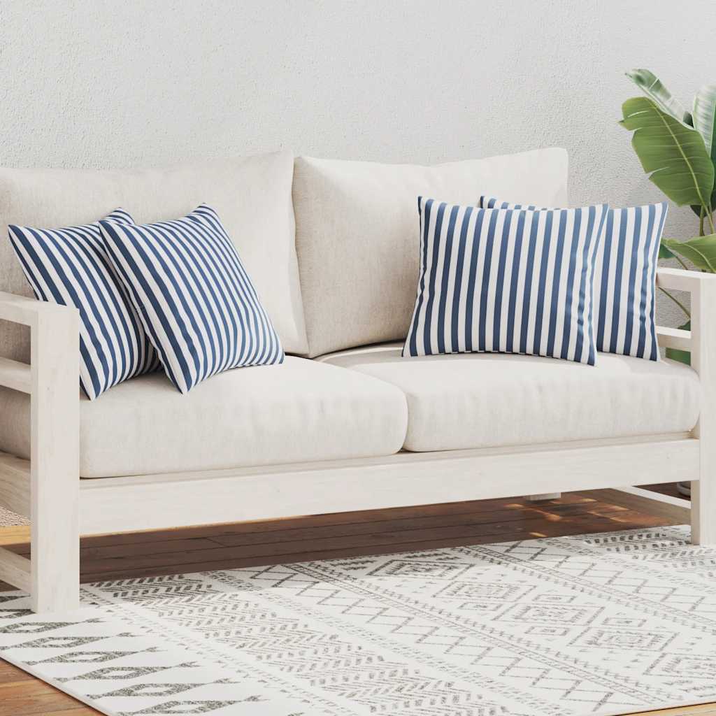 vidaXL Gartenkissen 4 Stk. Streifenmuster 45 x 45 cm Marineblau