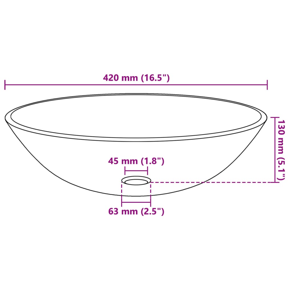 vidaXL Waschbecken Hartglas 42 cm Mattiert