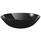 vidaXL Waschbecken Hartglas 42 cm schwarz