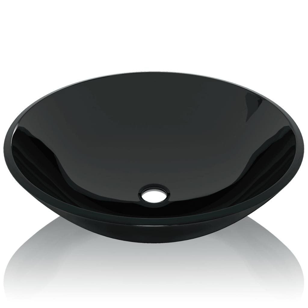 vidaXL Waschbecken Hartglas 42 cm schwarz