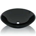 vidaXL Waschbecken Hartglas 42 cm schwarz